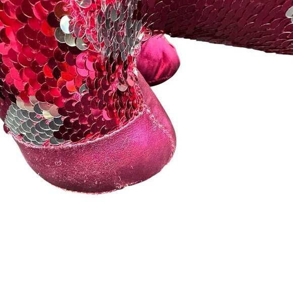 Valentine Weiner Dachshund Dog Sequin Pink Silver Hearts Reverse 18in Toy Plush - Picture 7 of 16